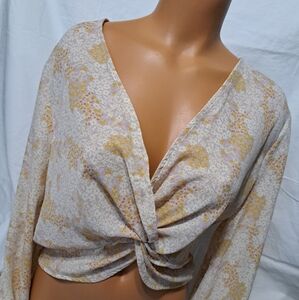 june & hudson floral knotted-front blouse